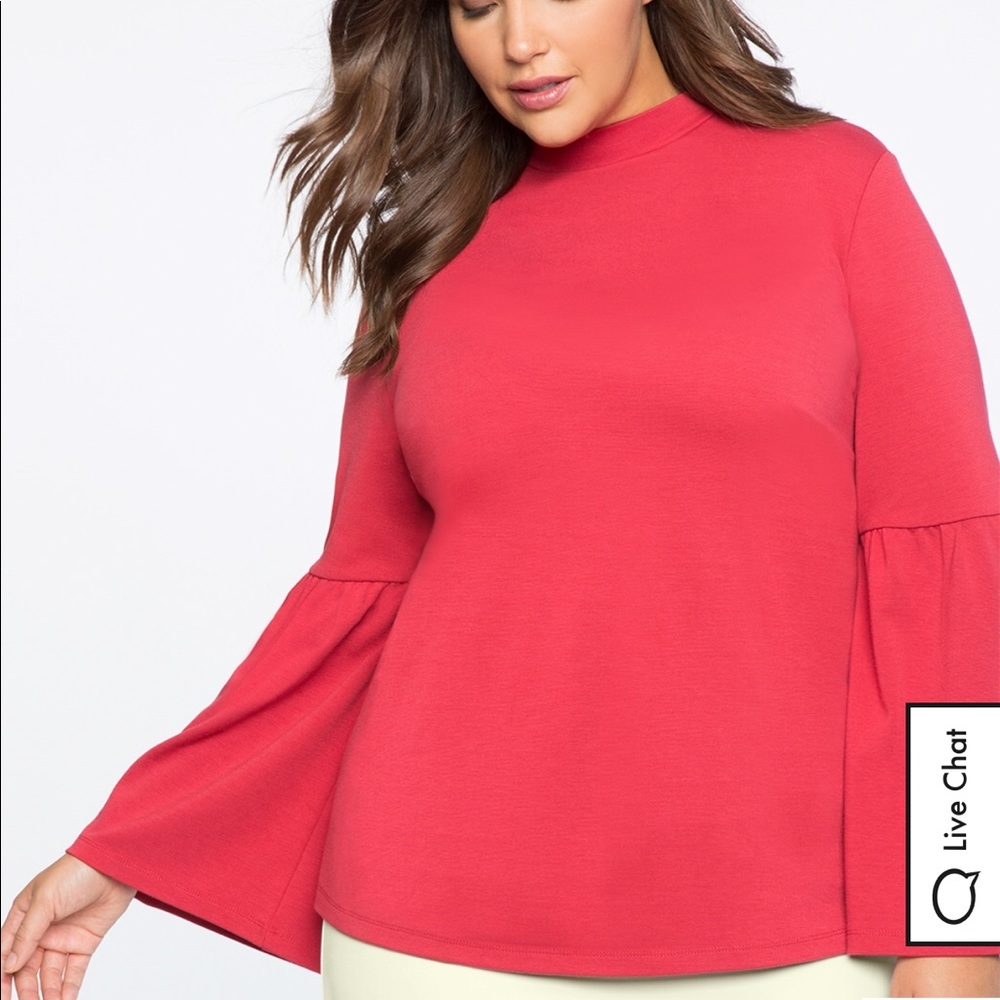Red Eloquii flare sleeve top, size 18/20